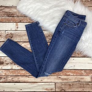 LOFT Women's Modern Skinny Jeans Sz 0 Distressed Zip Fly 29" Inseam Mid Rise